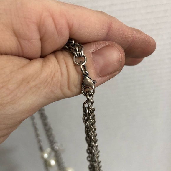 Multi-strand Silver and Pearl Necklace - Picture 10 of 10